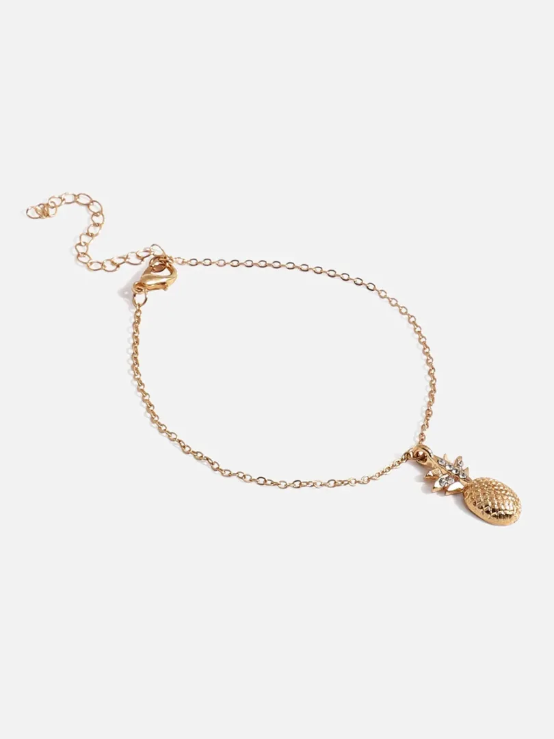 3 Piece Gold Plated Casual Designer Anklet For Women