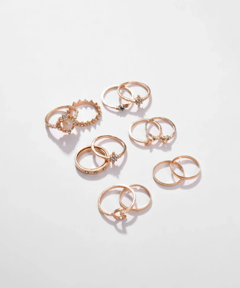 Pack of 12 Gold Plated Pearls Ring