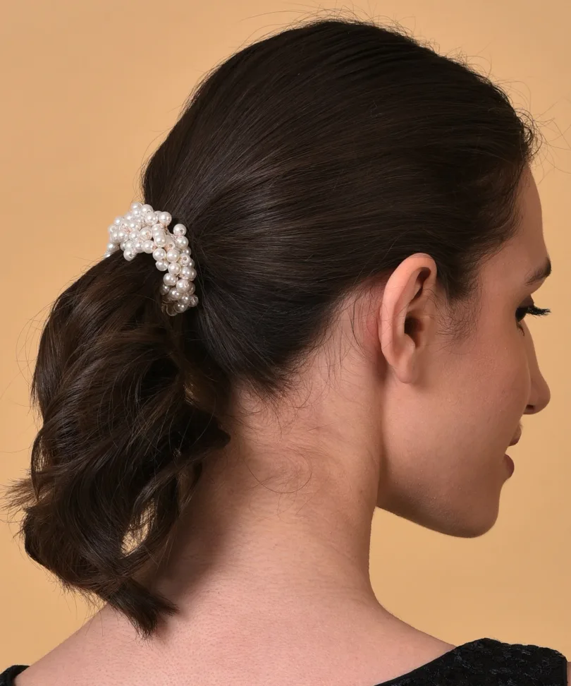 Gold Plated Pearls Scrunchie