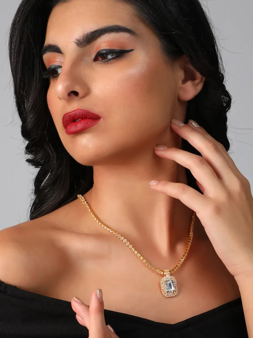 Gold Plated Designer Stone Casual Necklace For Women