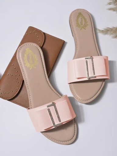 Buckle Detailed Pink Flats For Women & Girls