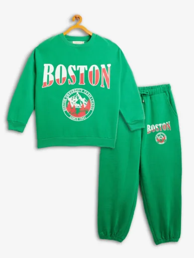Girls Green BOSTON Oversized Sweatshirt With Joggers