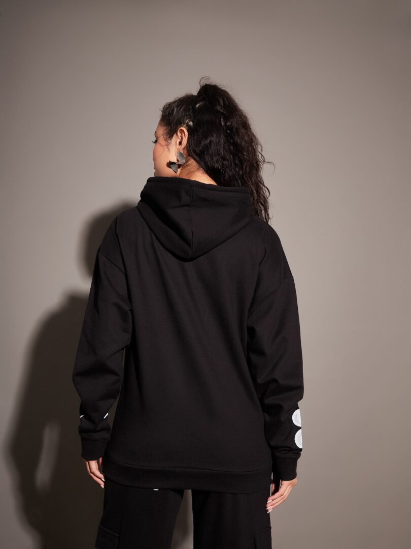 Women Black LOVELY FUN CLUB Hoodie