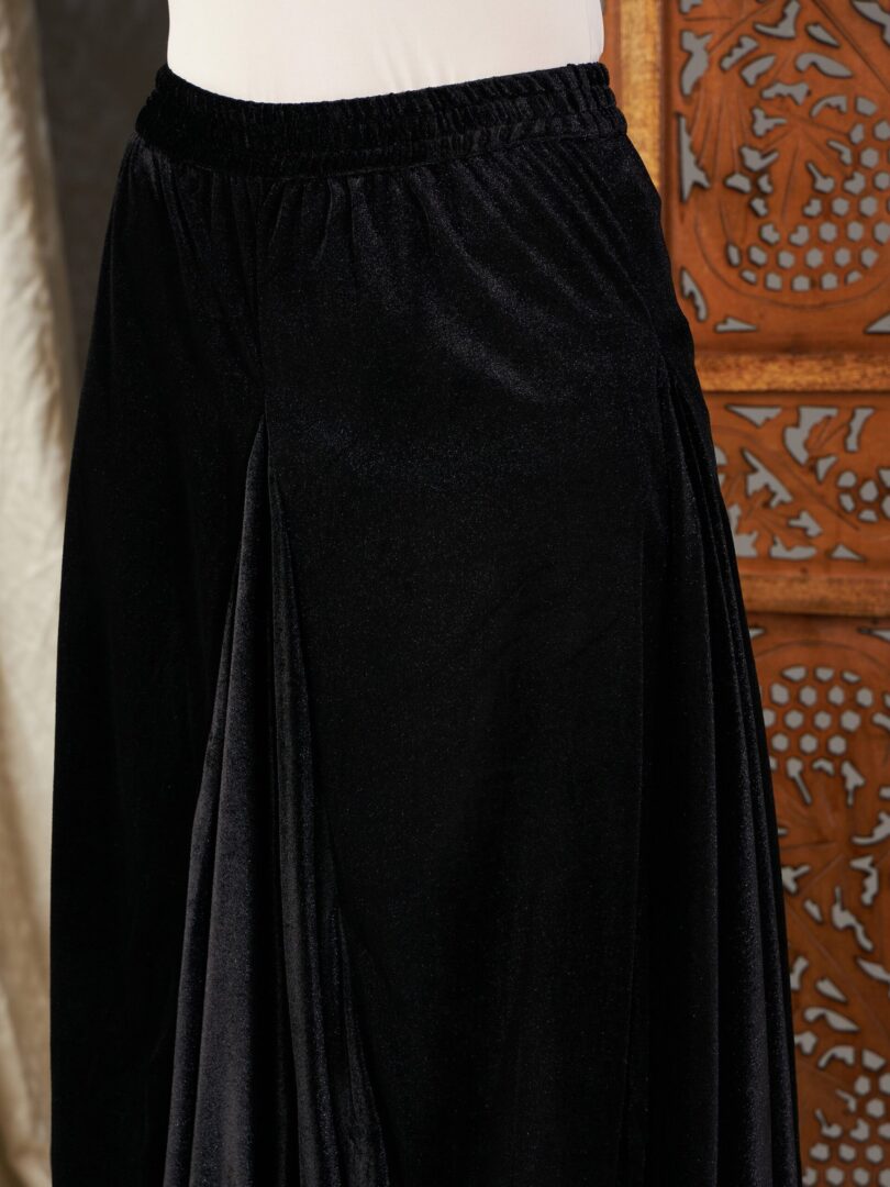 Women Black Velvet Dhoti Skirt