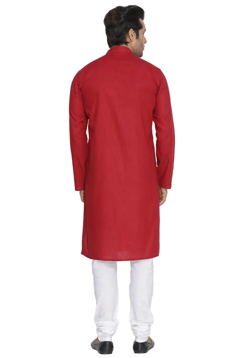 Men's Maroon Cotton Linen Blend Kurta Pyjama Set