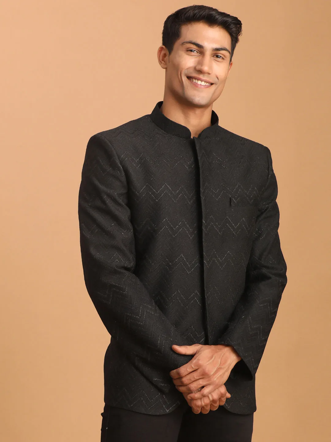 Men's Black Silk Blend Jodhpuri