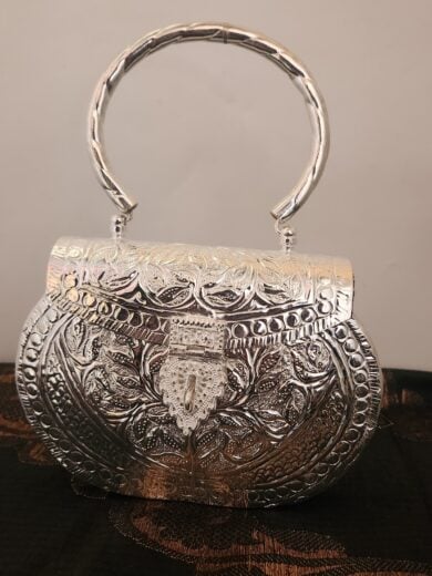 Mini Gold Brass Carved Clutch for Women