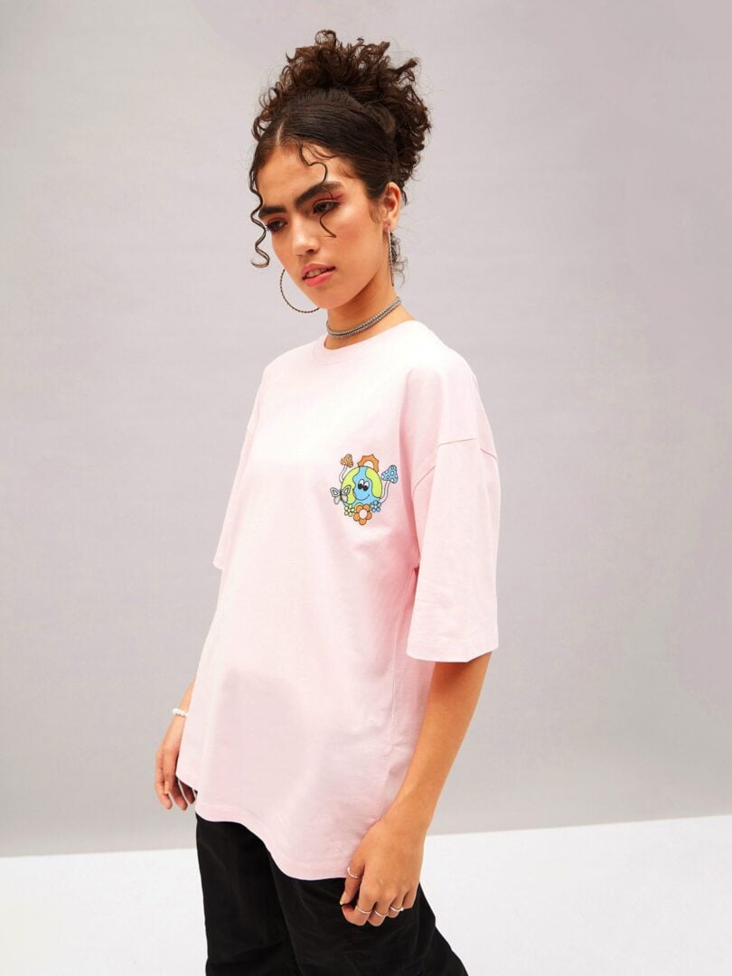 Women Pastel Pink The World Needs Oversized T-shirt