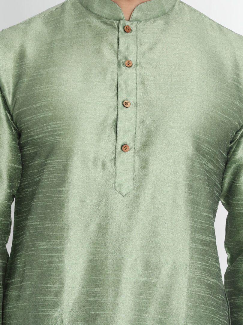Men's Light Green Silk Blend Kurta Pyjama Set