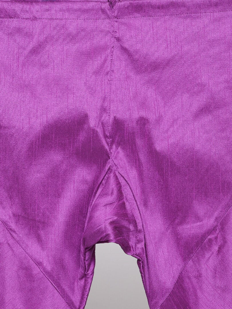 Men's Purple Silk Blend Kurta Pyjama Set