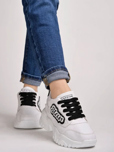 Smart Casual Lace-Up Black Sneakers For Women & Girls
