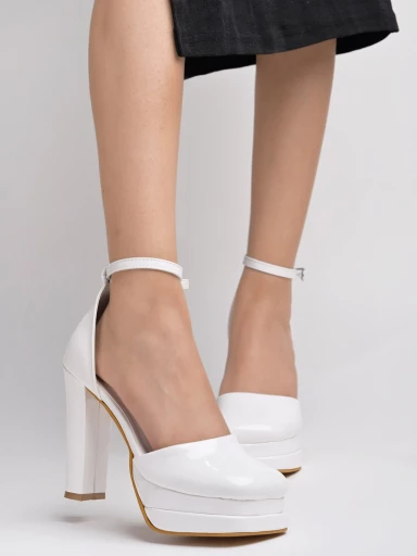 Chunky Platform White High Heels For Women & Girls