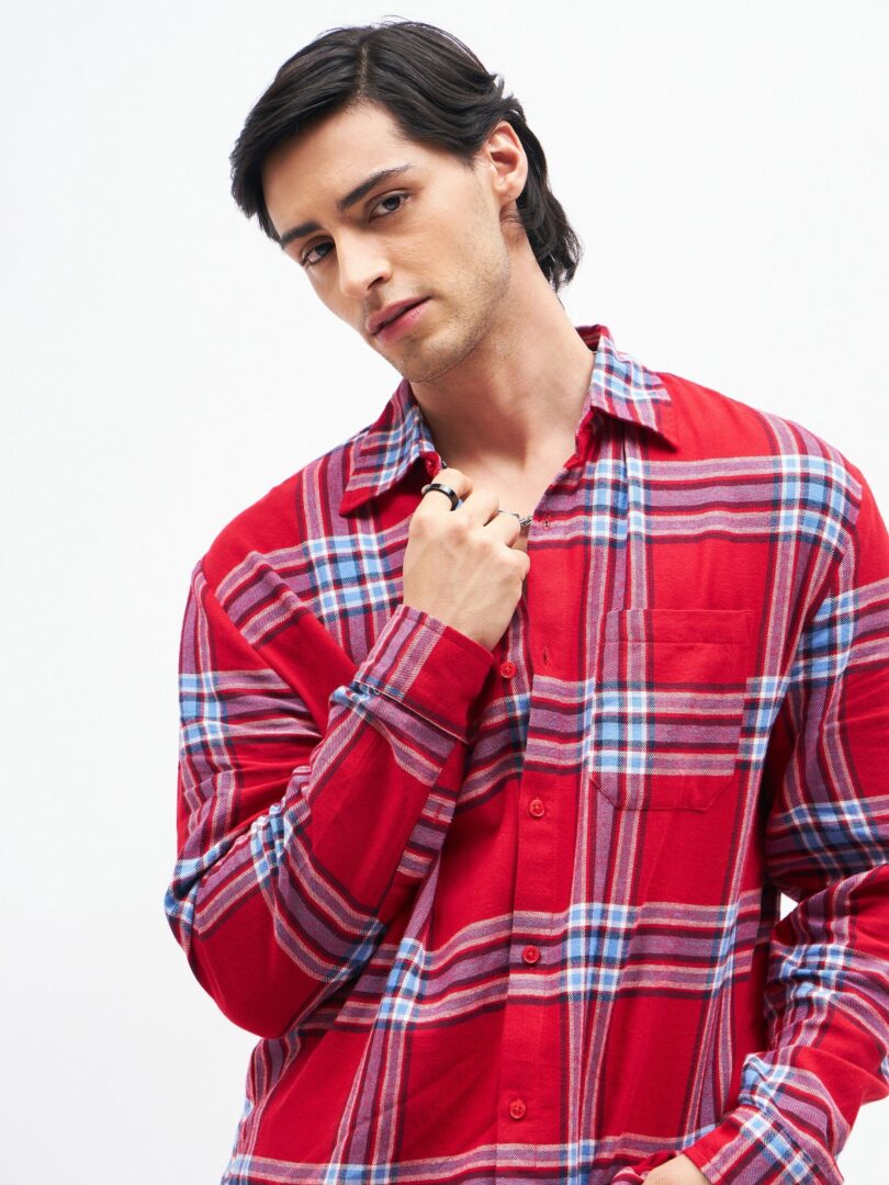Unisex Red Check NEW DAY Oversized Shirt