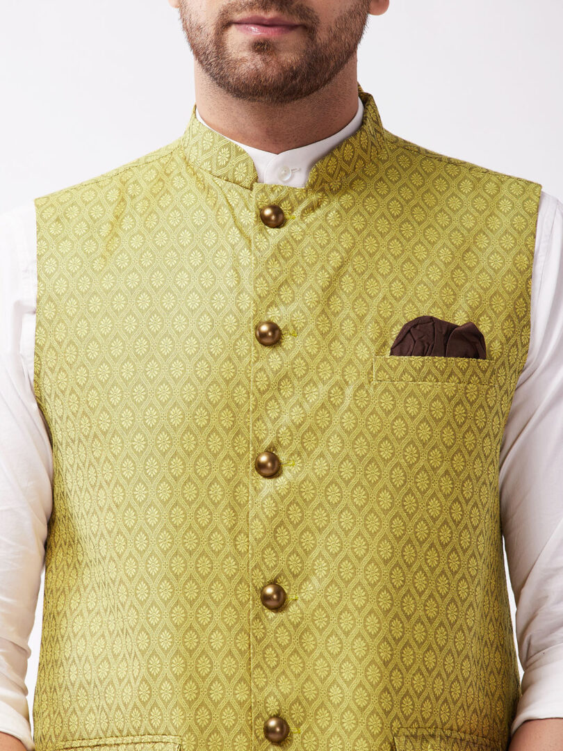 Men's Yellow Silk Blend Nehru Jackets