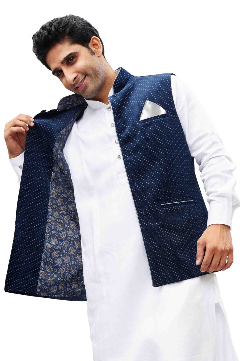 Men's Blue Velvet Nehru Jacket