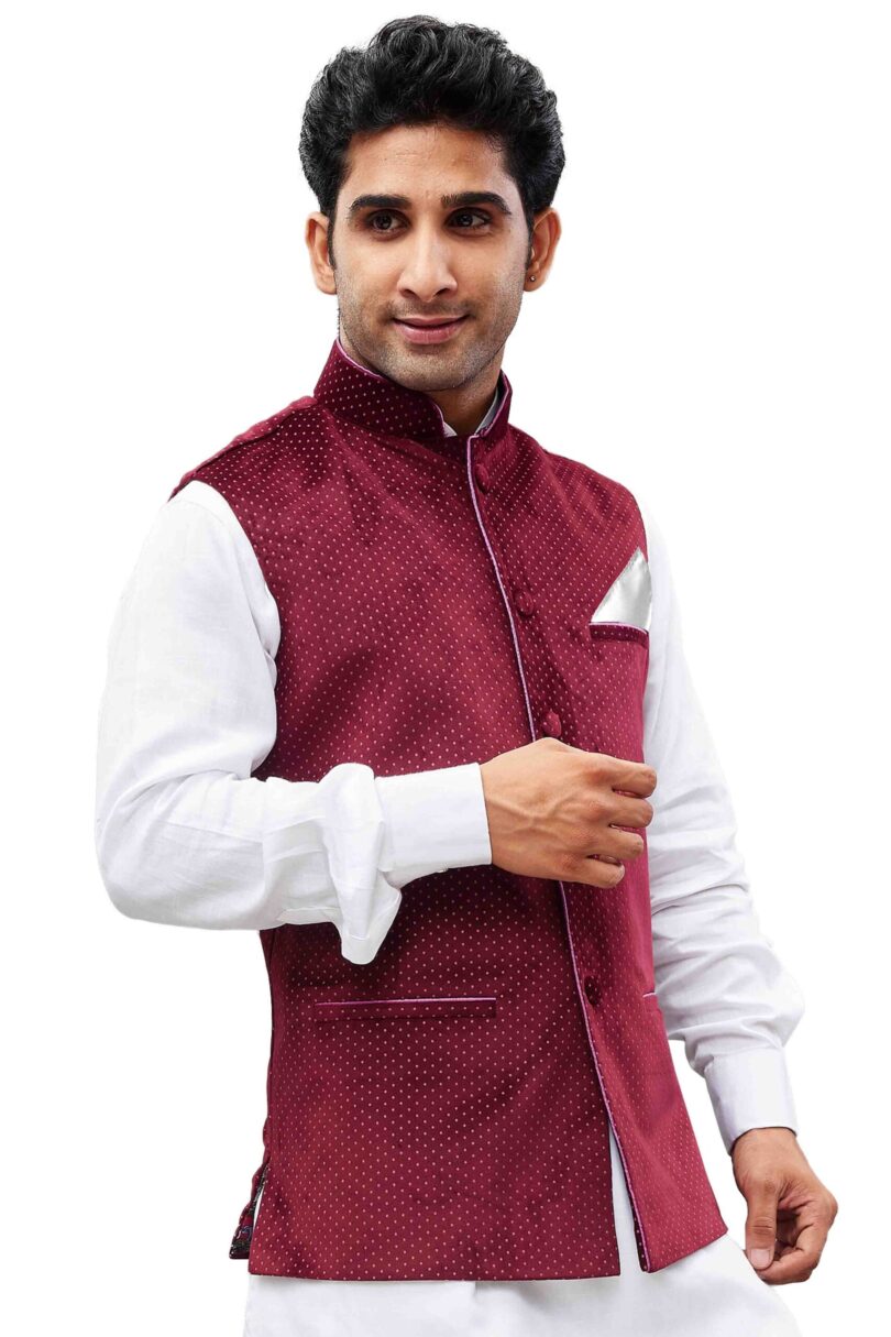 Men's Maroon Velvet Nehru Jacket