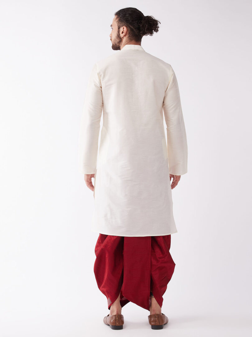 Men's Solid Kurta And Embroidered Traditional Dhoti Set