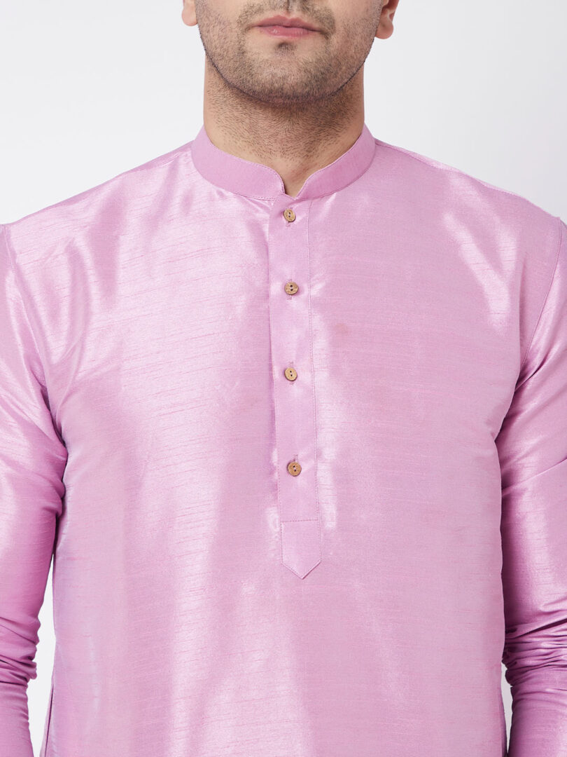 Men's Onion Pink Silk Blend Kurta Pyjama Set
