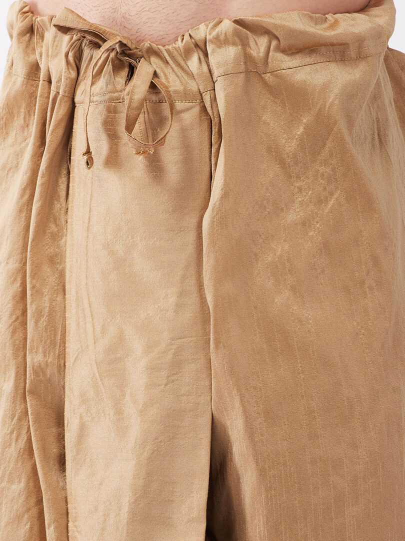 Men's Rose Gold Silk Blend Kurta and Dhoti Set