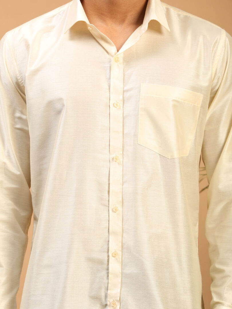 Men's Cream Viscose Ethnic Shirt