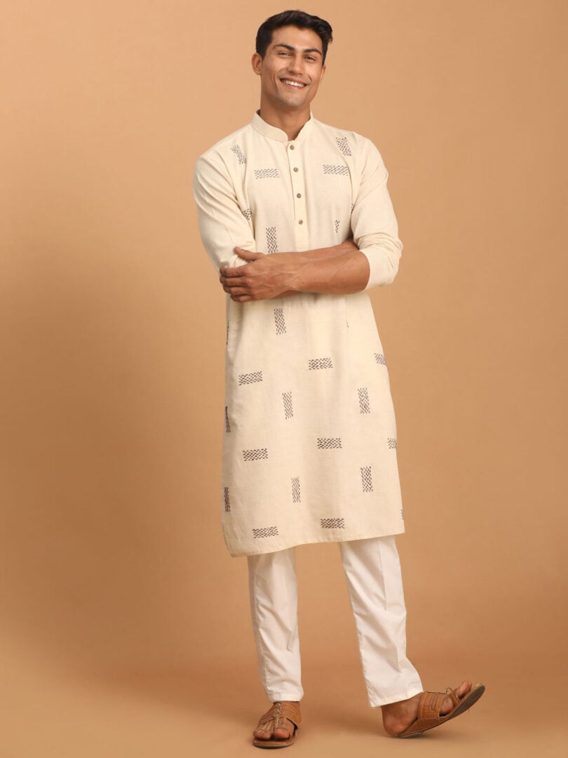 Men's Cream Cotton Nehru Jacket