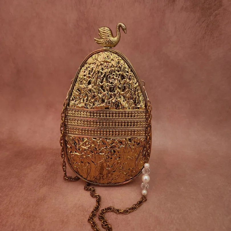 Golden Brass Stone Studded Clutch