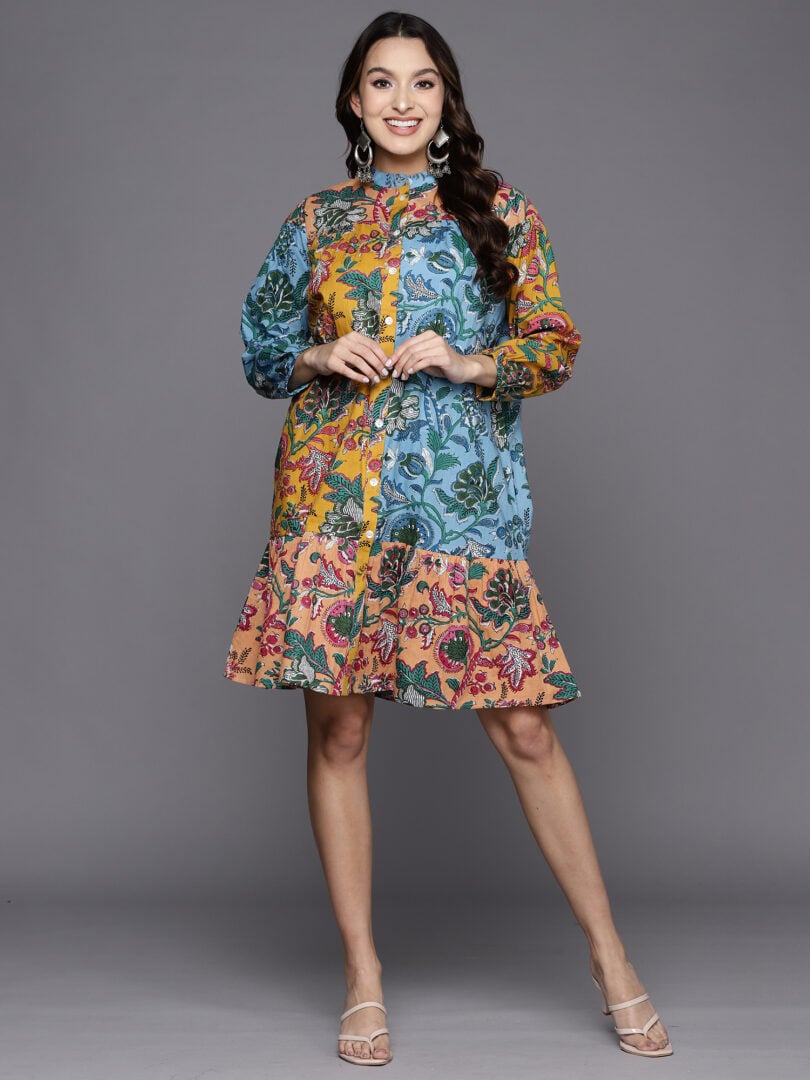 Indo Era Multi Printed A-Line Ethnic Dress