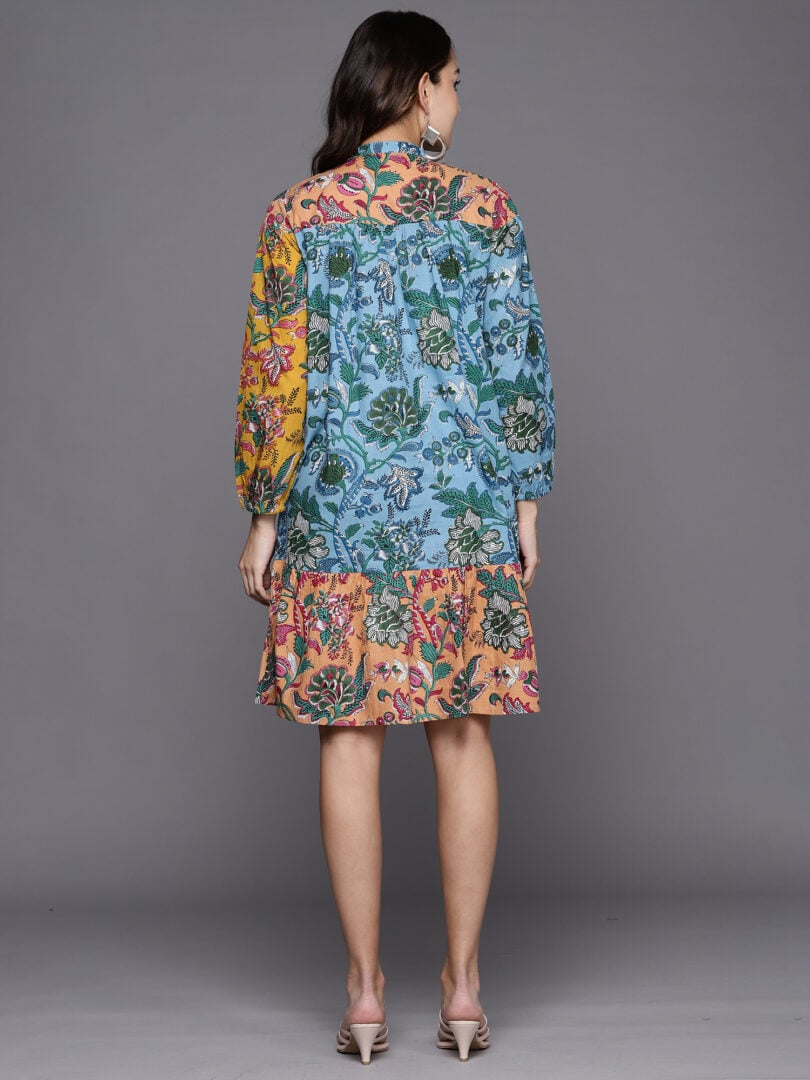 Indo Era Multi Printed A-Line Ethnic Dress