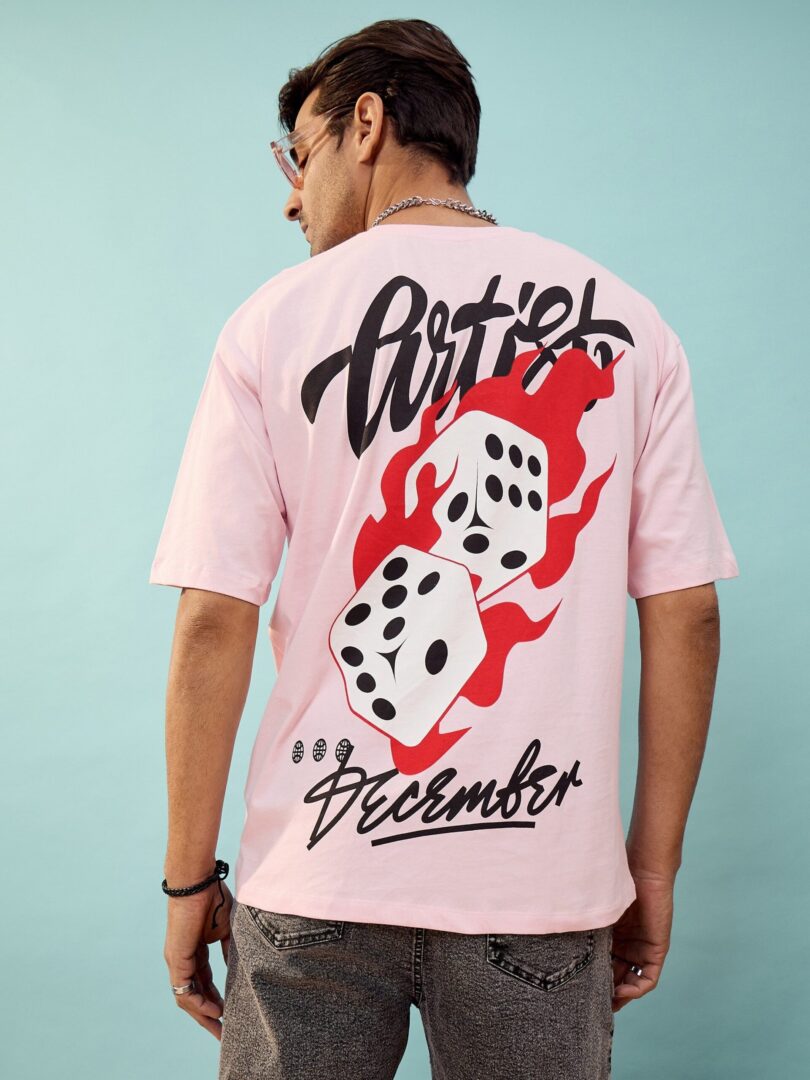 Unisex Pink Dice Oversize T-Shirt