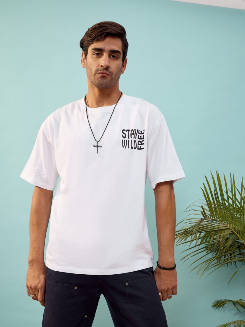 Unisex White STAY WILD Oversize T-Shirt