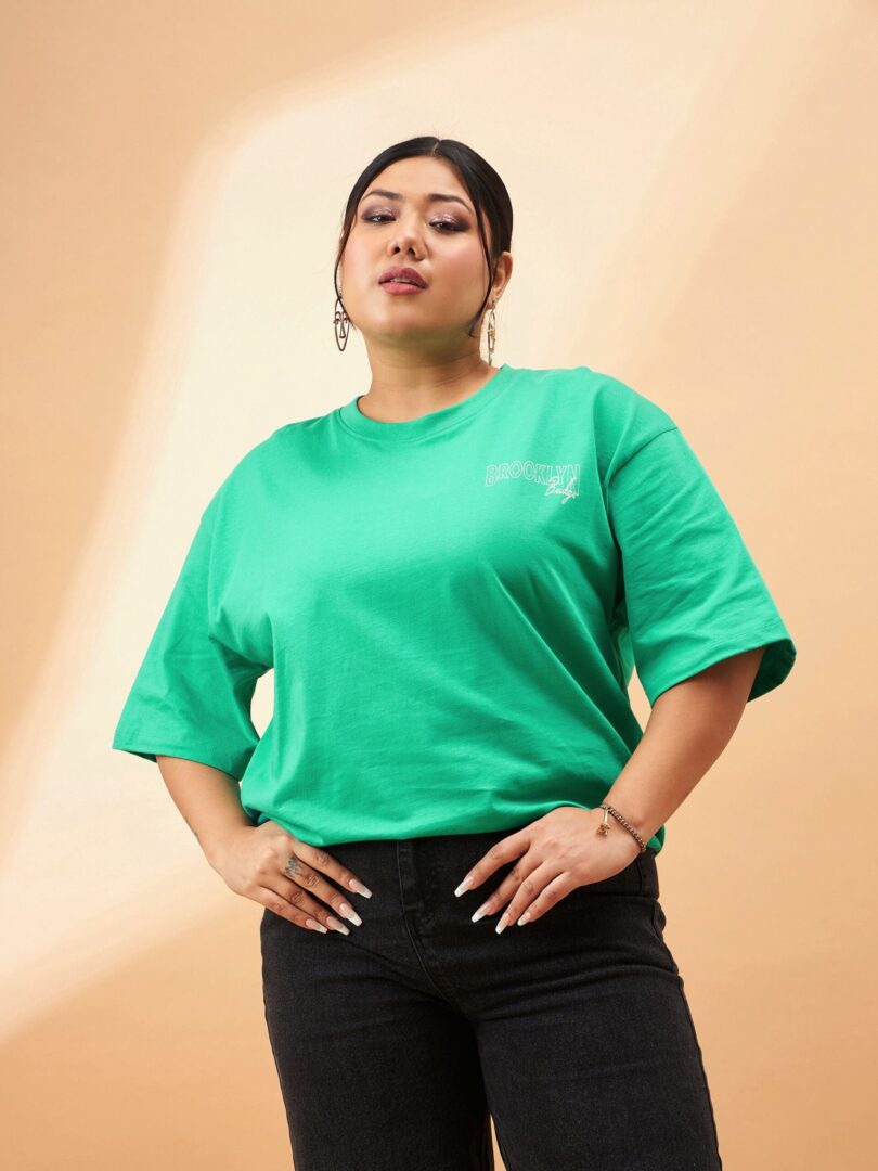 Women Green Graphic BROOKLYN Print T-Shirt