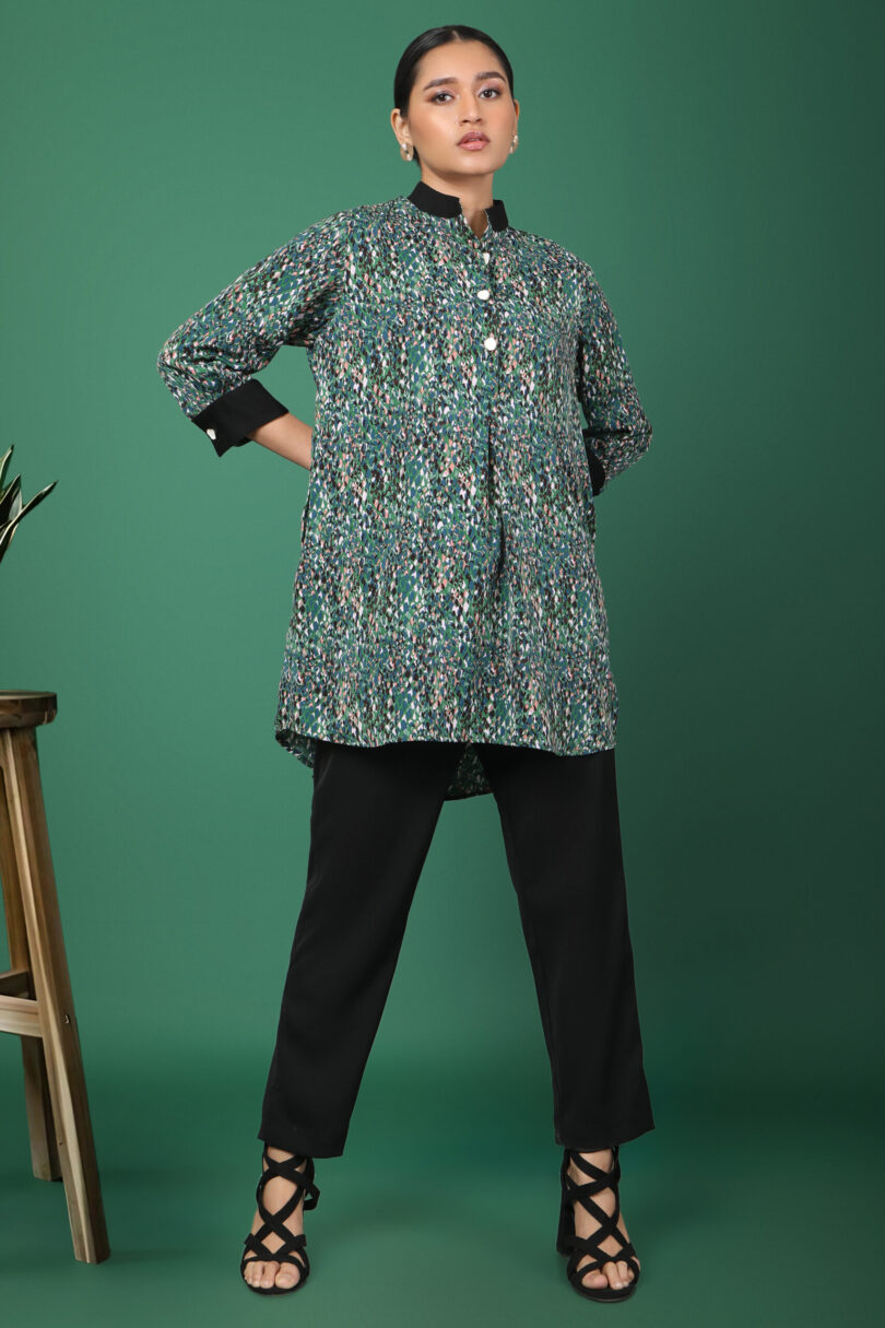 Sini Scattered print tunic with black contrast