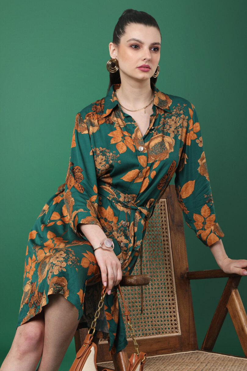 Sora floral printed shirt dress