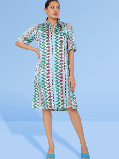 Alina Printed geometric shirt dress