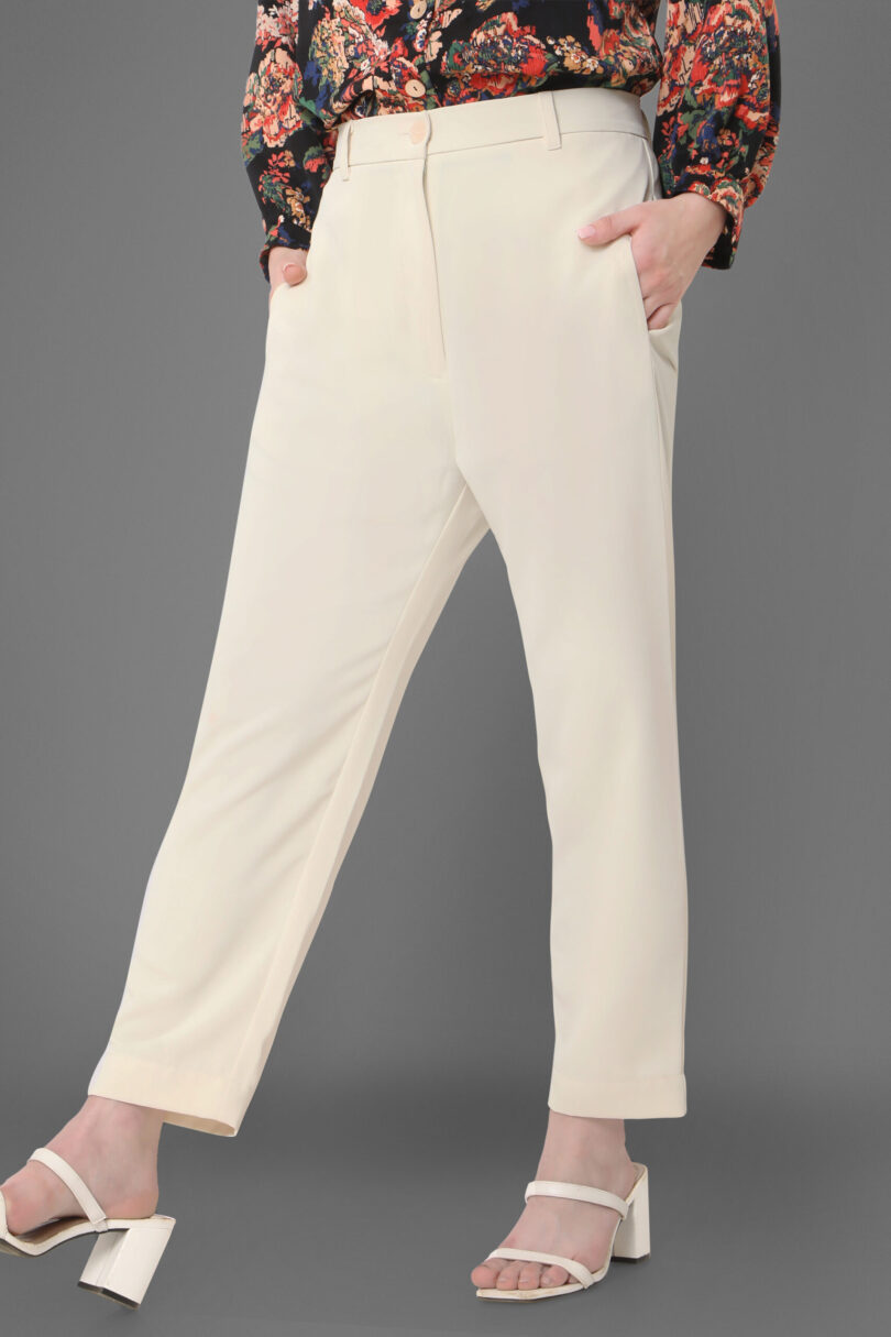 Cream narrowed trousers