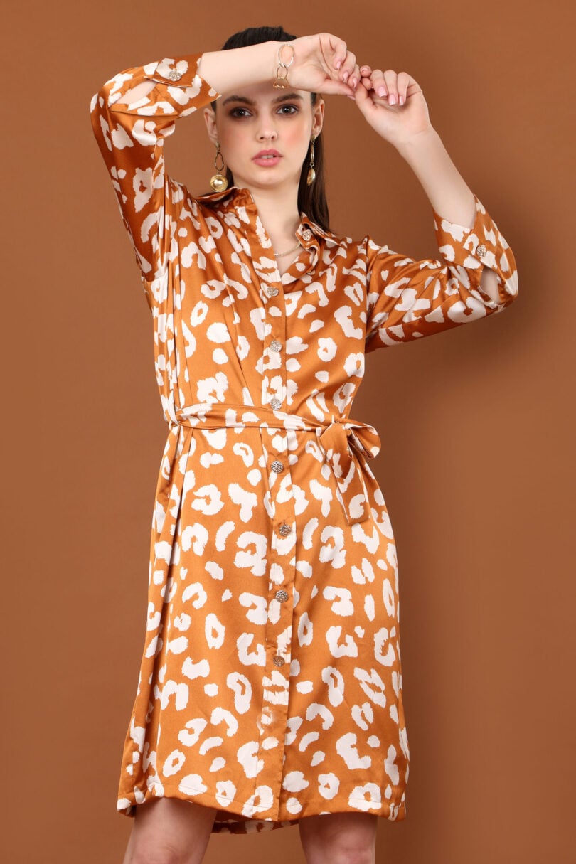 Aria Leopard print shirt dress