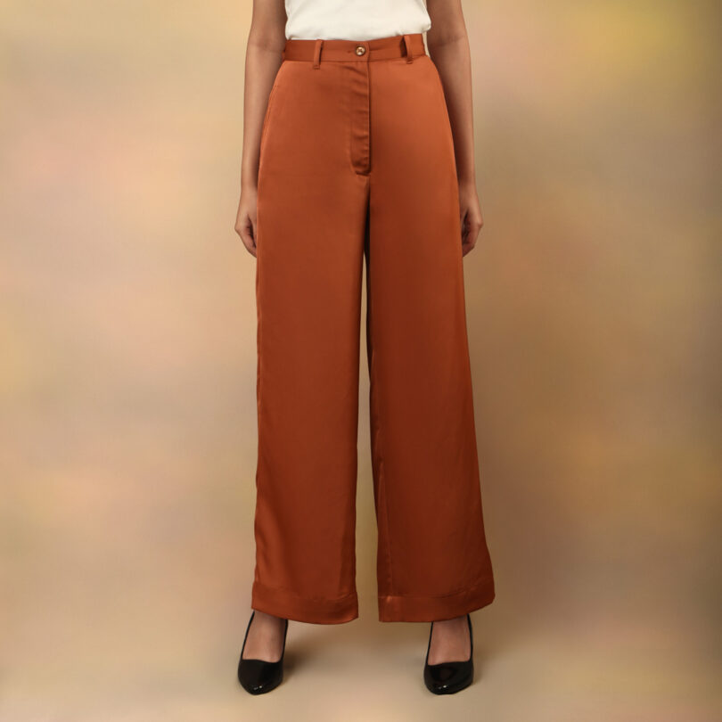 Rust coloured flared pants