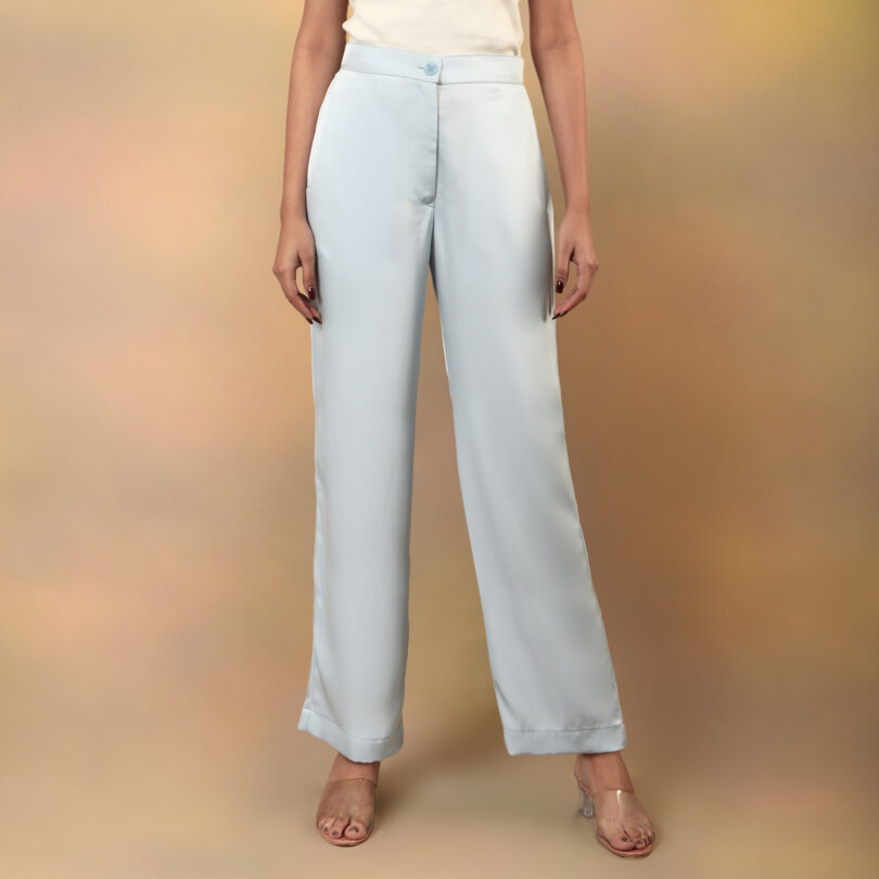 Pastel blue flared trousers