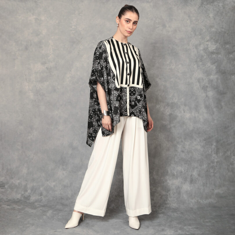 Flared ivory trousers