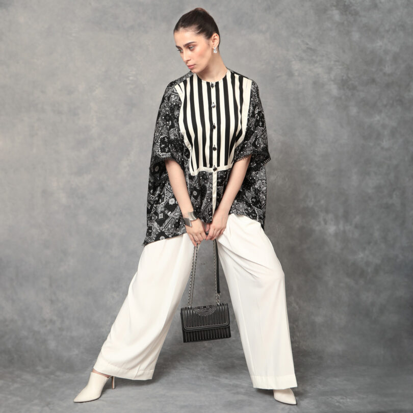 Flared ivory trousers