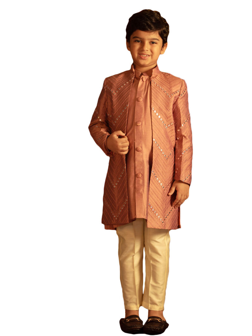 Boys' Purple And Cream Ethnic Combo Set