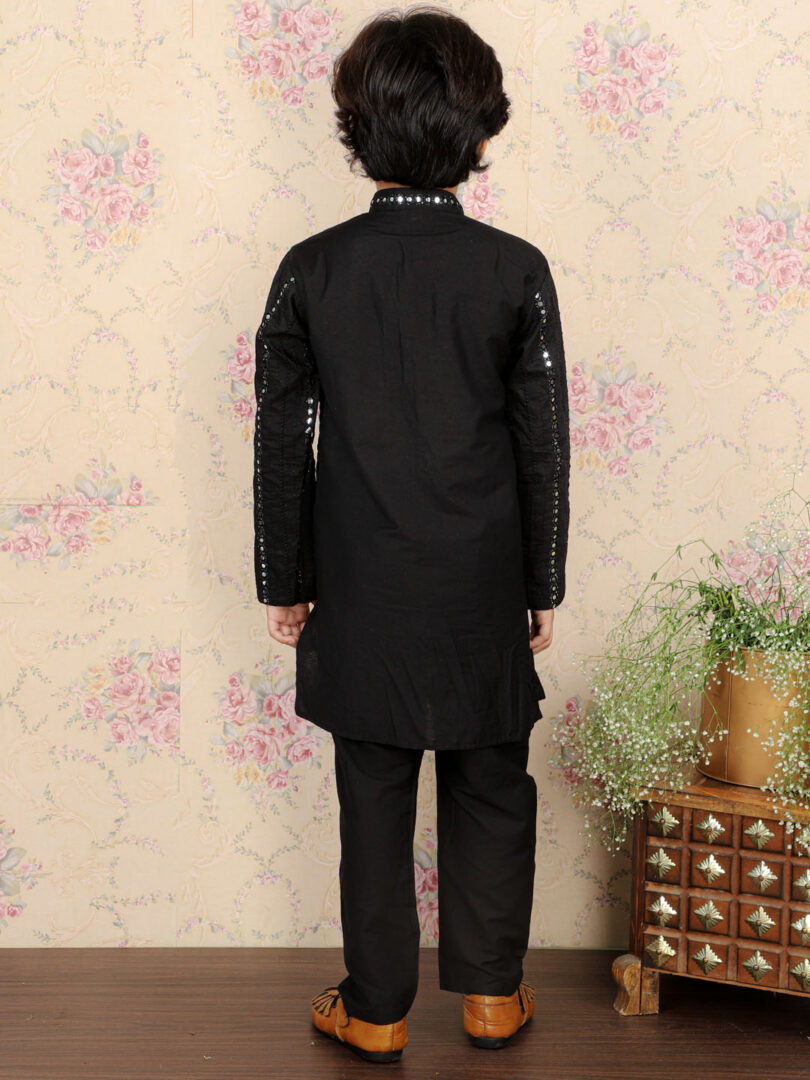 Boys' Black Kurta Pyjama Set & Girls' Black Lehenga Set