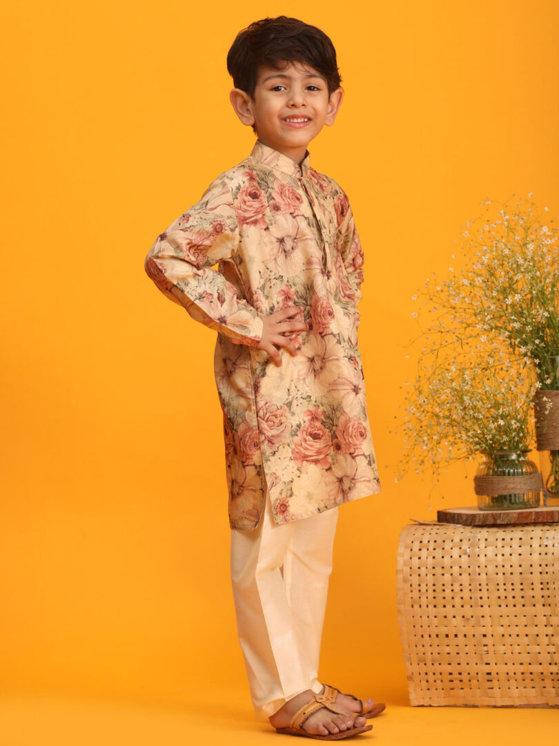 Boys' Brown Kurta Pyjama Set