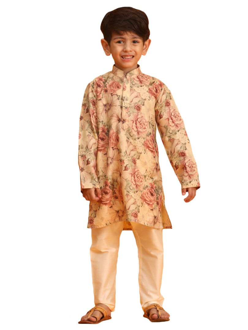 Boys' Brown Kurta Pyjama Set