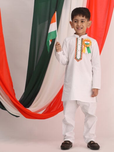 Boys' White Kurta Pyjama Set