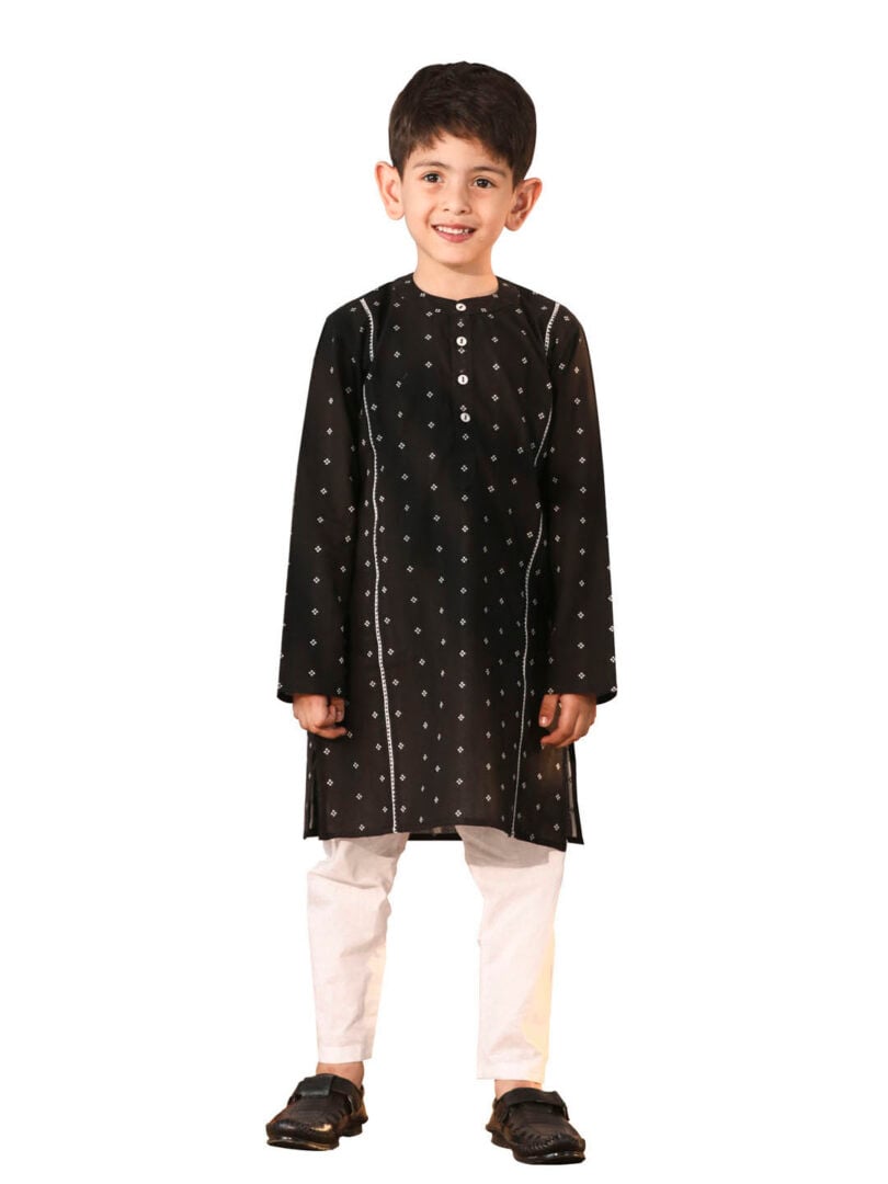 Boys' Black Kurta Pyjama Set