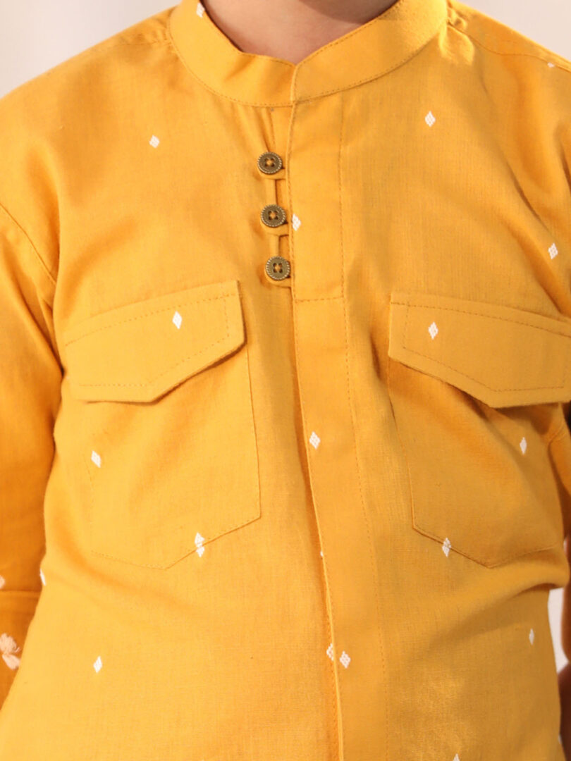 Boys' Mustard Ethnic Shirt