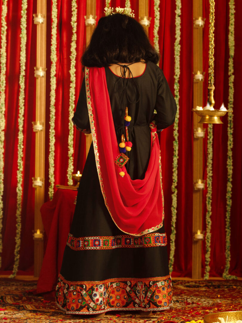 Girls' Black Anarkali Set