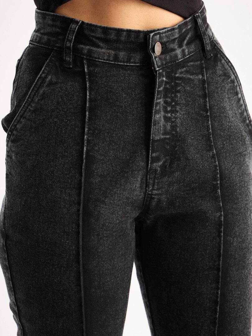 Women Black Mid Rise Boot Cut Jeans