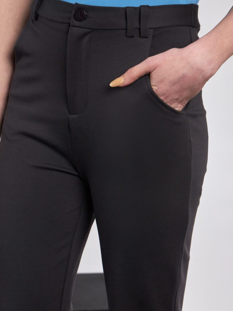 Women Dark Grey Knit Bell Bottom Pants